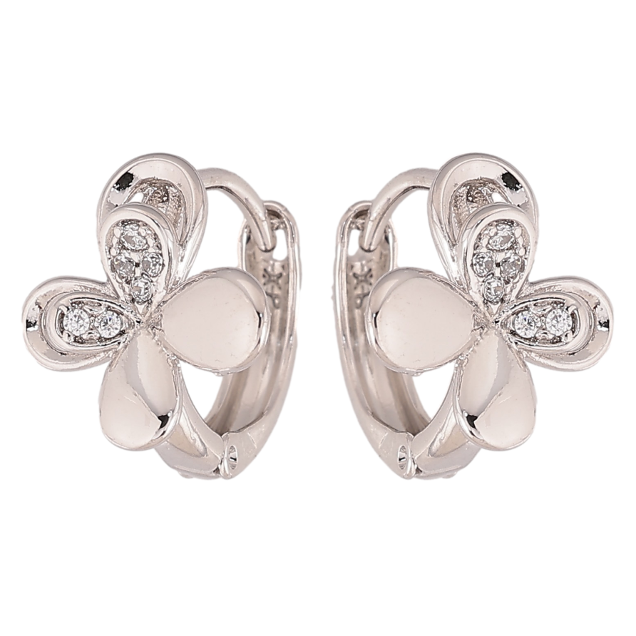 Сережки Xuping колір Родій колечка "Квіточки з кристалами" фото №1