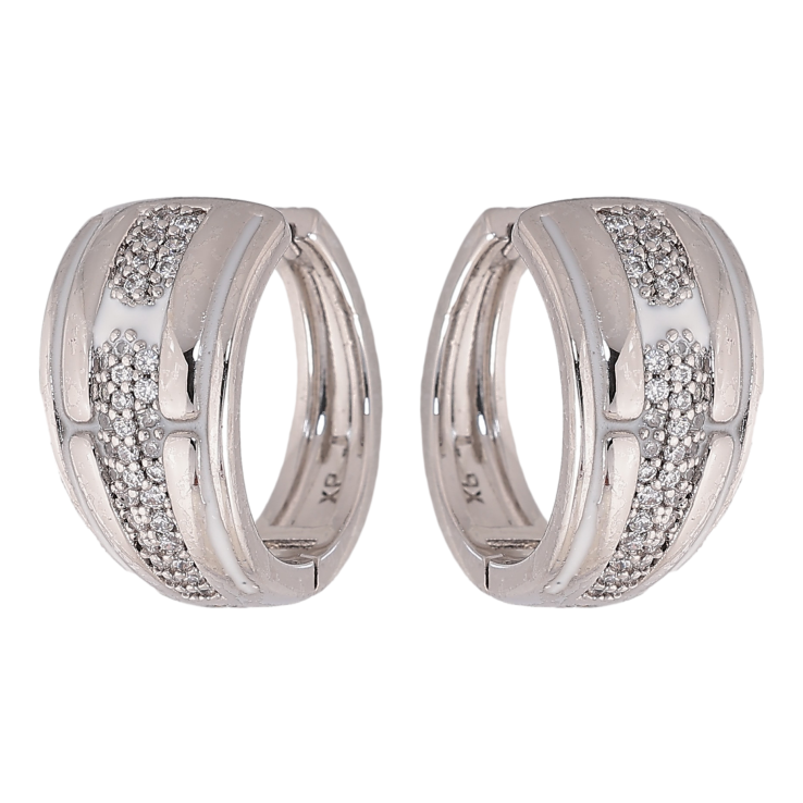 Сережки Xuping колір Родій колечка "Візерунок з кристалами" фото №11