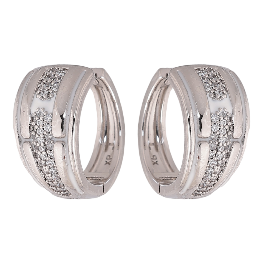 Сережки Xuping колір Родій колечка "Візерунок з кристалами" фото №1