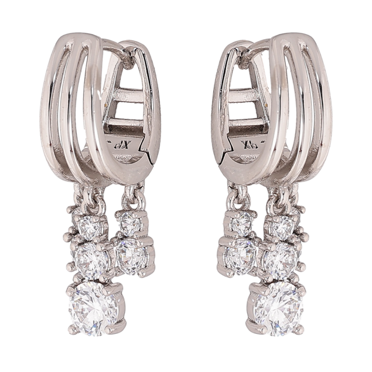 Сережки Xuping колір Родій підвіски на колечках "Кристальні підвіски" фото №22 Сережки Xuping колір Родій підвіски на колечках "Кристальні підвіски" фото №22