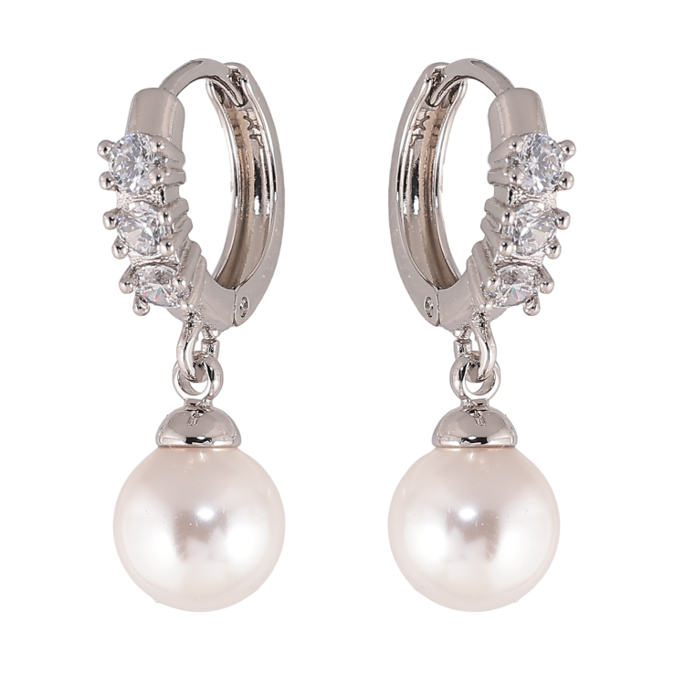 Серьги Xuping цвет Родий подвески на колечках "Жемчужины" фото №24 Серьги Xuping цвет Родий подвески на колечках "Жемчужины" фото №24