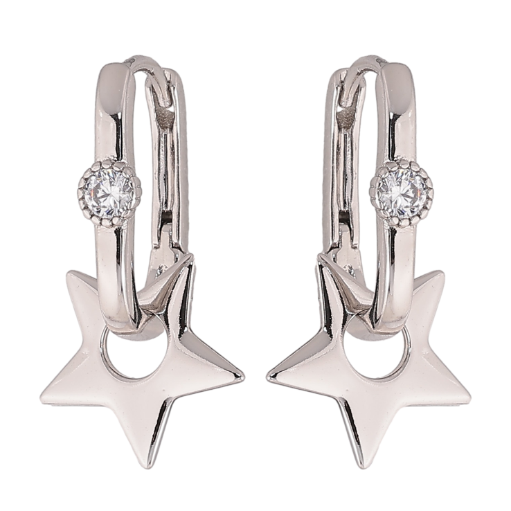 Сережки Xuping колір Родій підвіски на колечках "Зірки" 2 в 1 фото №5 Сережки Xuping колір Родій підвіски на колечках "Зірки" 2 в 1 фото №5