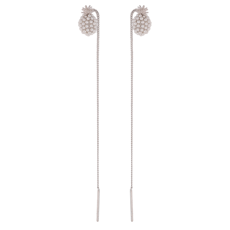 Сережки Xuping колір Родій протяжки "Перлинні ягідки" фото №2