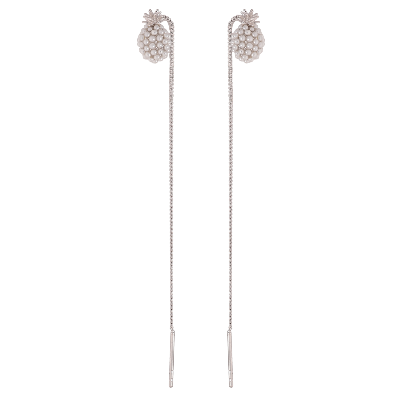 Сережки Xuping колір Родій протяжки "Перлинні ягідки" фото №1