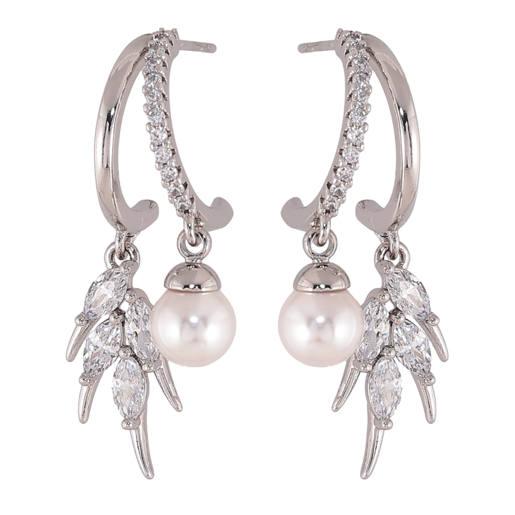 Сережки Xuping колір Родій пусети "Декоративні підвіски з кристалами та перлинами" фото №7 Сережки Xuping колір Родій пусети "Декоративні підвіски з кристалами та перлинами" фото №7