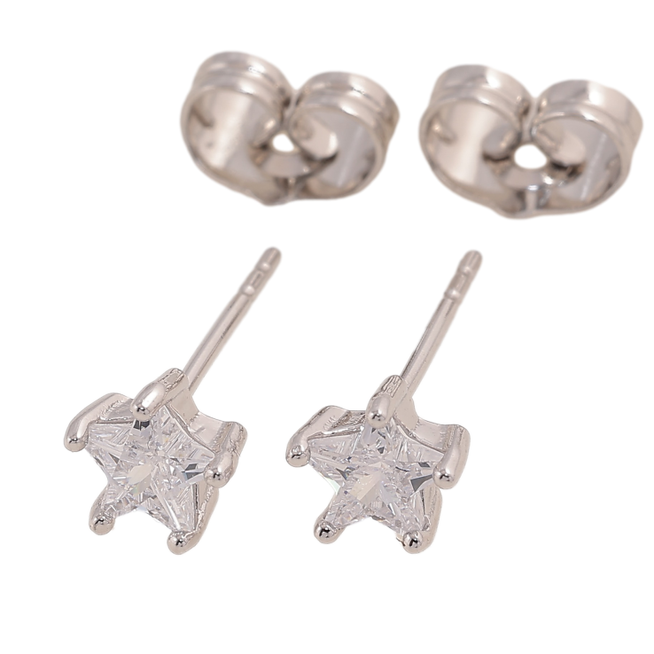 Серьги Xuping цвет Родий пусеты "Кристальные звездочки" ø 6мм фото №10