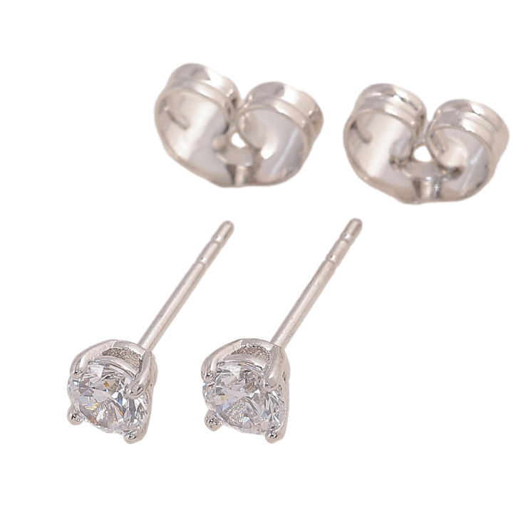 Серьги Xuping цвет Родий пусеты "Кристаллы в 4-х крапановой оправе" ø 4мм фото №4