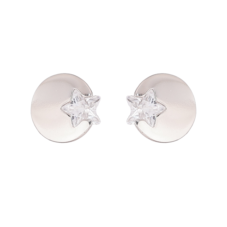 Серьги Xuping цвет Родий пусеты "Круги с кристальными звездами" фото №11