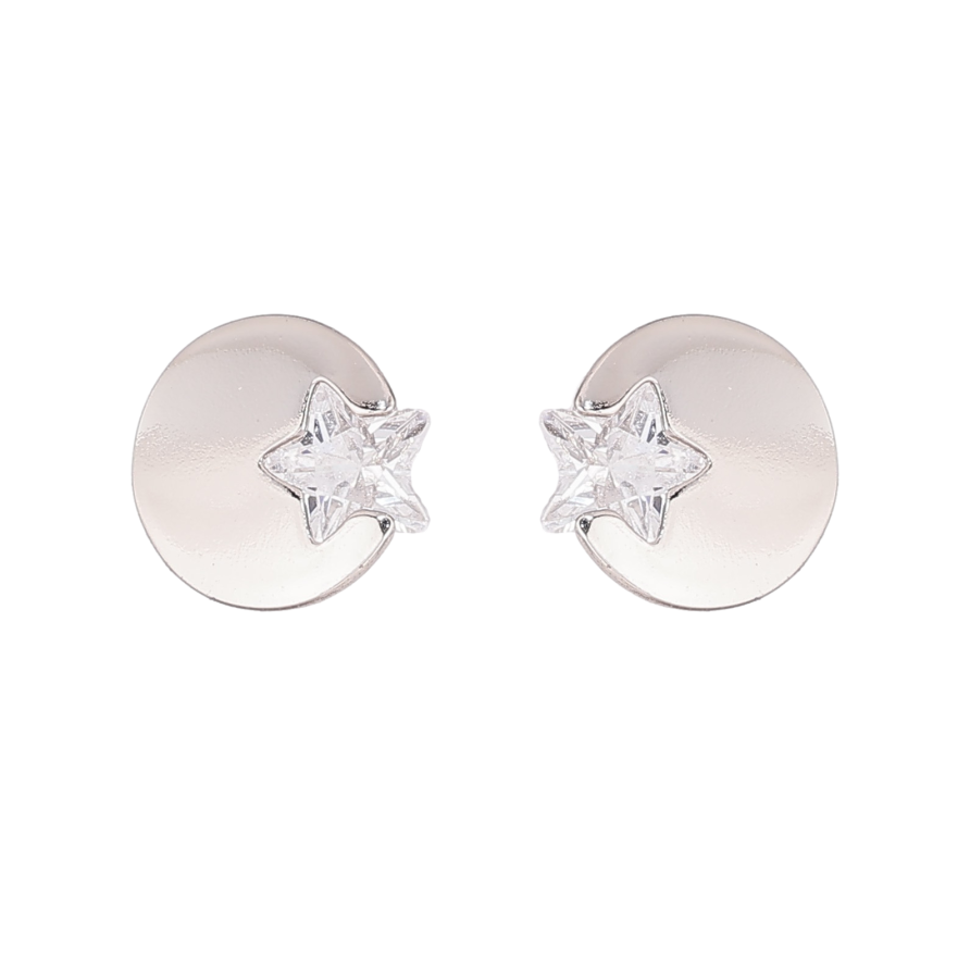 Серьги Xuping цвет Родий пусеты "Круги с кристальными звездами" фото №1