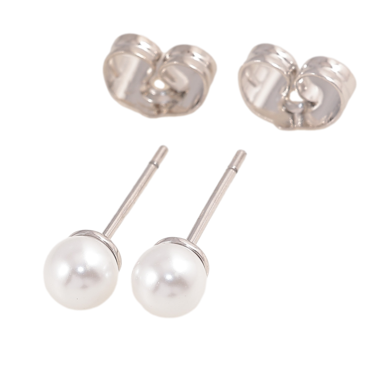 Серьги Xuping цвет Родий пусеты "Жемчужины" ø 5мм фото №3