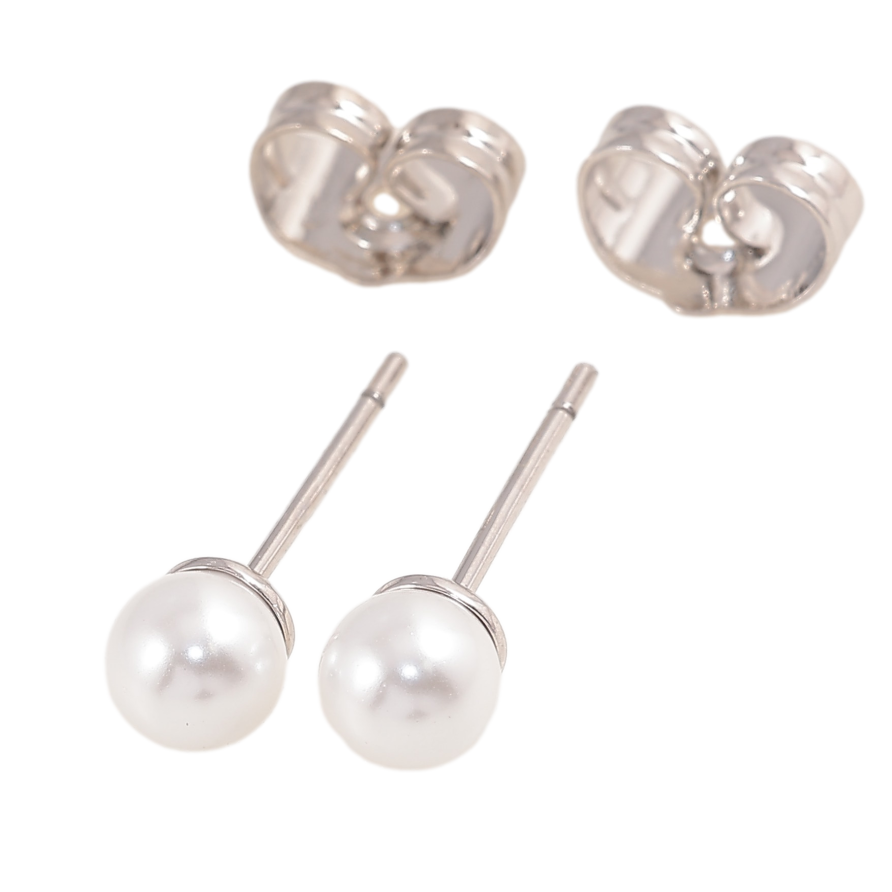 Серьги Xuping цвет Родий пусеты "Жемчужины" ø 5мм фото №1 Серьги Xuping цвет Родий пусеты "Жемчужины" ø 5мм фото №1