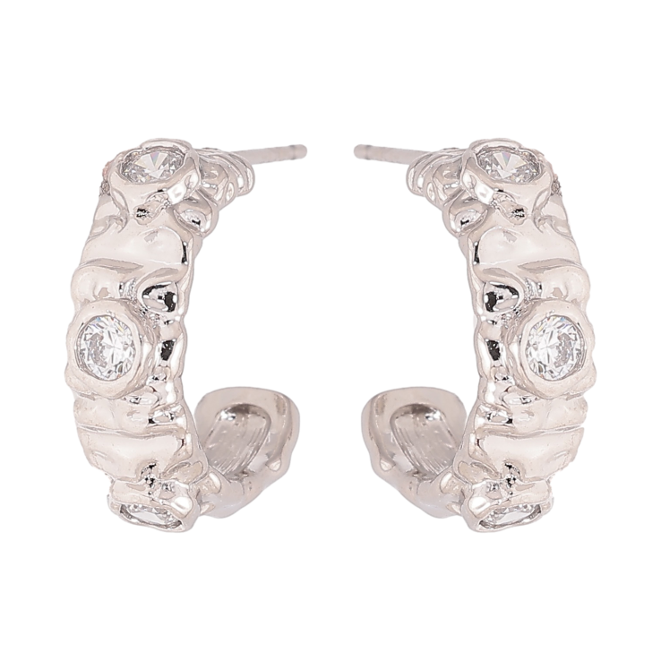 Серьги Xuping цвет Родий пусеты "Дуги с вставками кристаллов" фото №5 Серьги Xuping цвет Родий пусеты "Дуги с вставками кристаллов" фото №5