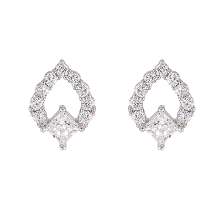 Сережки Xuping колір Родій пусети "Візерунок з кристалами" фото №1 Сережки Xuping колір Родій пусети "Візерунок з кристалами" фото №1