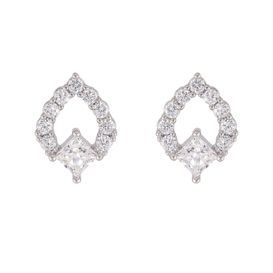 Сережки Xuping колір Родій пусети "Візерунок з кристалами" фото №1 Сережки Xuping колір Родій пусети "Візерунок з кристалами" фото №1