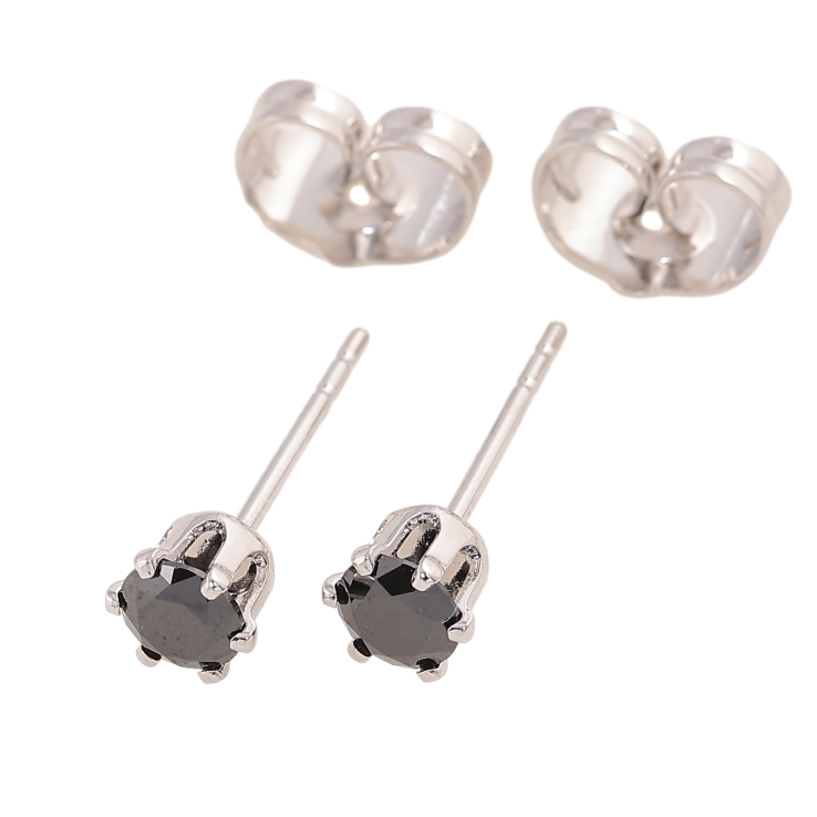 Сережки Xuping колір Родій пусети "Чорні кристали в 6-ти крапановій оправі" ø 4мм фото №4 Сережки Xuping колір Родій пусети "Чорні кристали в 6-ти крапановій оправі" ø 4мм фото №4