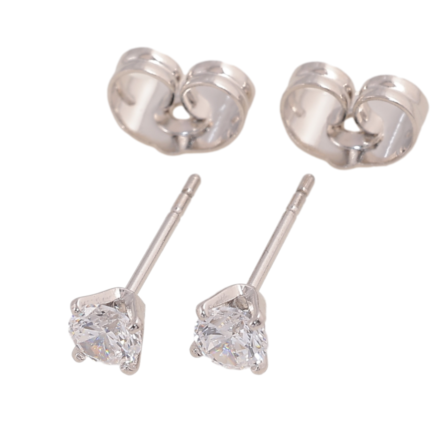 Серьги Xuping цвет Родий пусеты "Кристаллы в 4-х крапановой оправе" ø 4мм фото №1