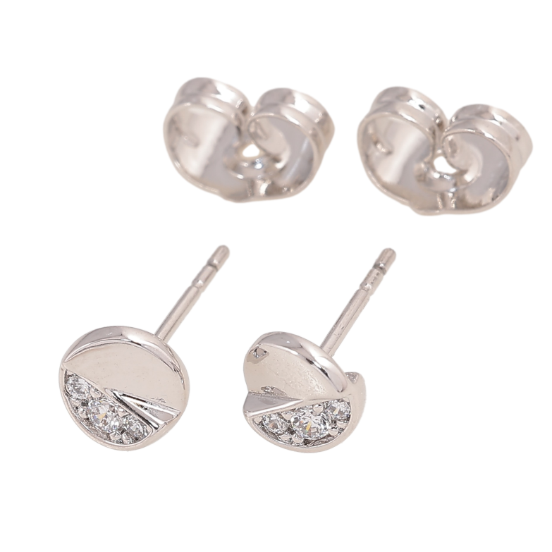 Сережки Xuping колір Родій пусети "Візерунок з кристалами" фото №2 Сережки Xuping колір Родій пусети "Візерунок з кристалами" фото №2