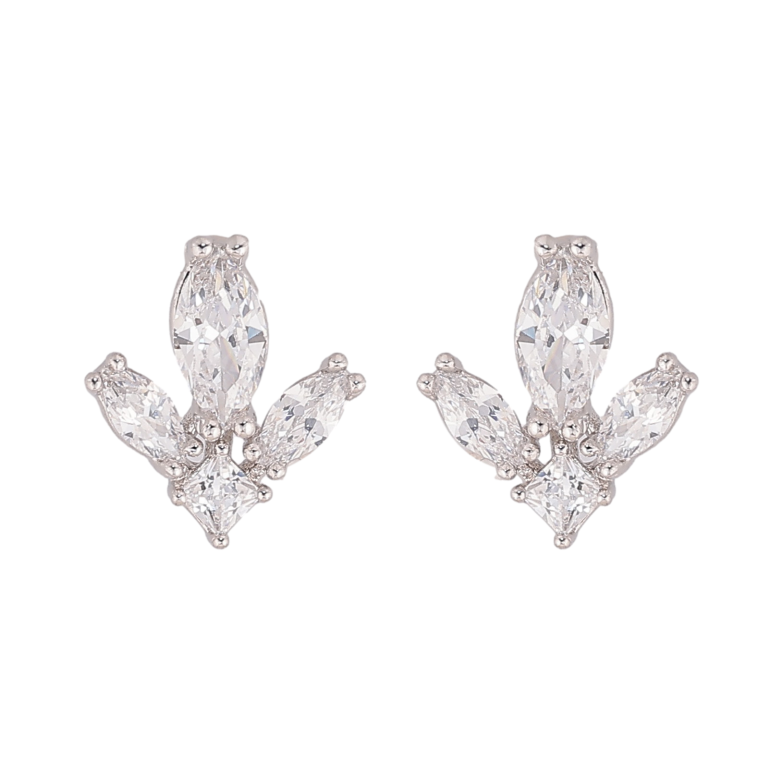 Сережки Xuping колір Родій пусети "Кристальні листочки" фото №12