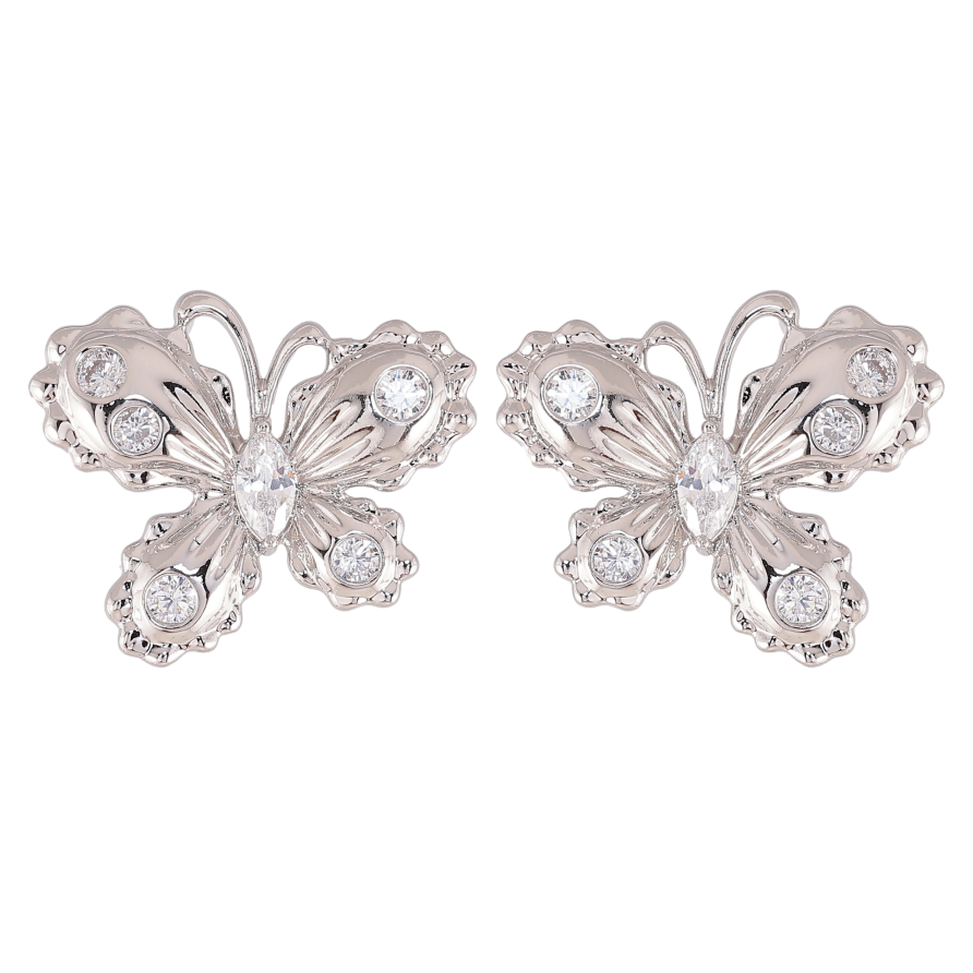 Сережки Xuping колір Родій пусети "Метелики" фото №1