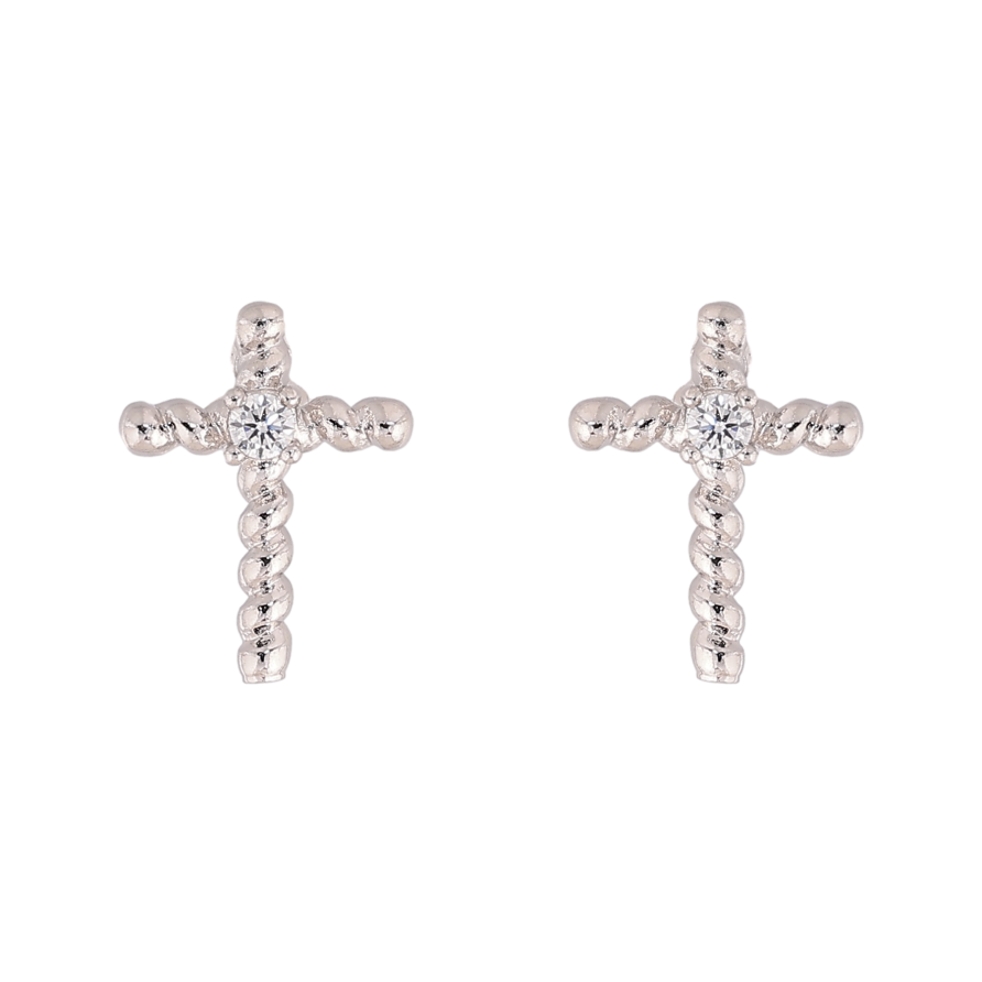 Серьги Xuping цвет Родий пусеты "Крестики с кристаллами" фото №1 Серьги Xuping цвет Родий пусеты "Крестики с кристаллами" фото №1