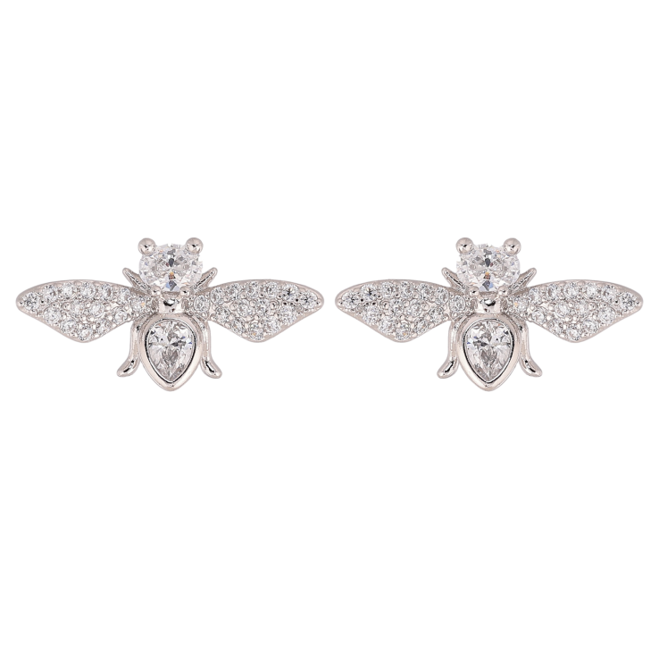 Серьги Xuping цвет Родий пусеты "Кристальные мушки" фото №5