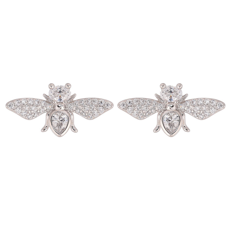 Серьги Xuping цвет Родий пусеты "Кристальные мушки" фото №1