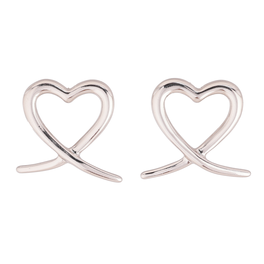 Сережки Xuping колір Родій пусети "Сердечка" фото №1