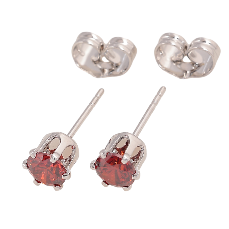 Серьги Xuping цвет Родий пусеты "Красные кристаллы в 6-ти крапановой оправе" ø 5мм фото №16