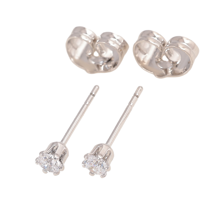 Сережки Xuping колір Родій пусети "Кристали в 6-ти крапановій оправі" ø 3мм фото №25