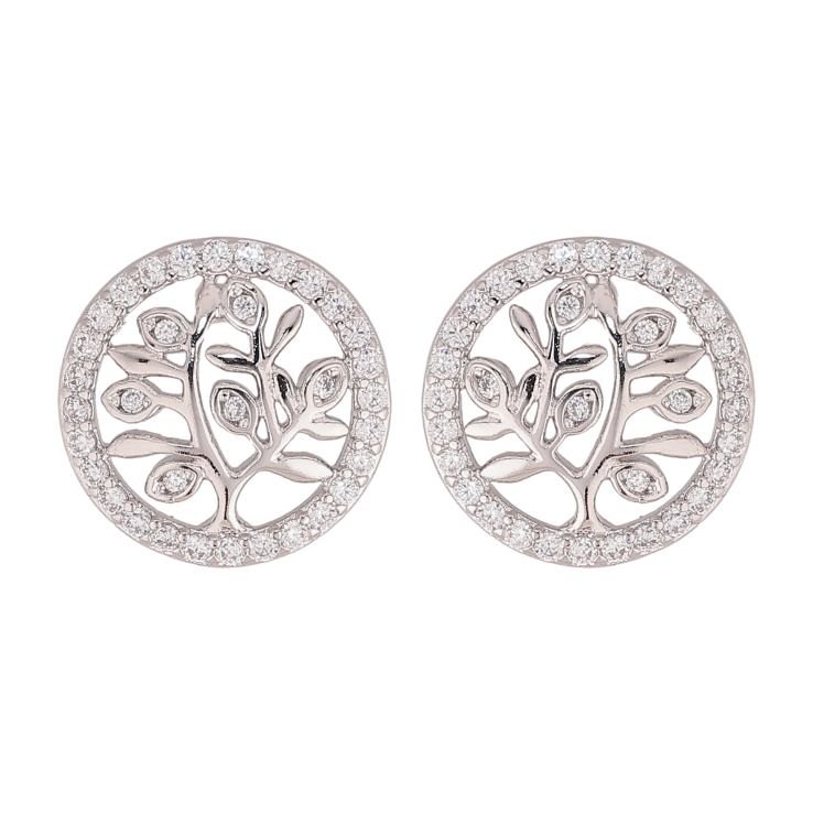 Серьги Xuping цвет Родий пусеты "Дерево в колечке" фото №2