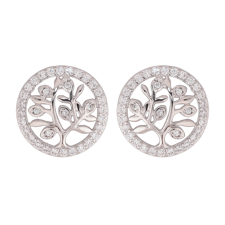 Сережки Xuping колір Родій пусети "Дерево в кільці" фото №9