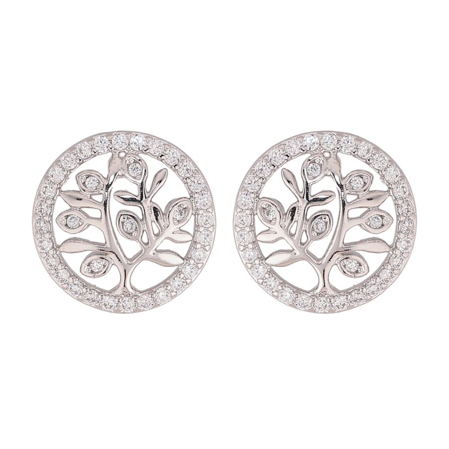 Серьги Xuping цвет Родий пусеты "Дерево в колечке" фото №1