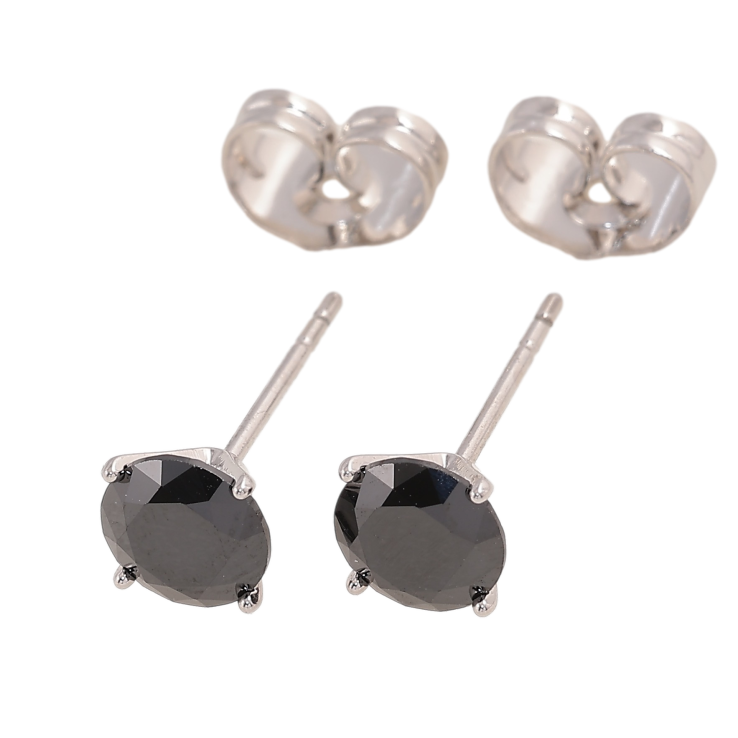 Серьги Xuping цвет Родий пусеты "Черные кристаллы в 4-х крапановой оправе" ø 6мм фото №20