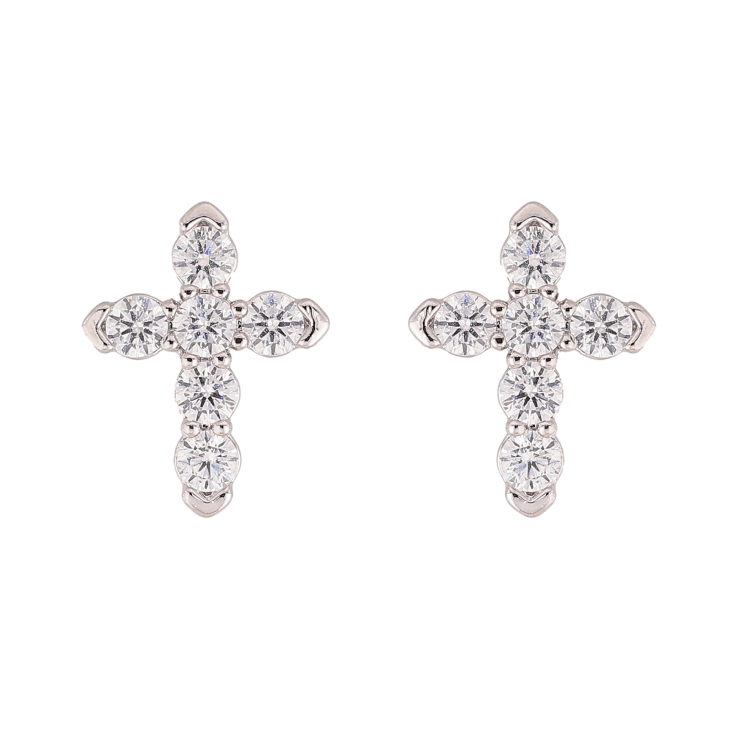 Серьги Xuping цвет Родий пусеты "Крестики с кристаллами"  фото №24