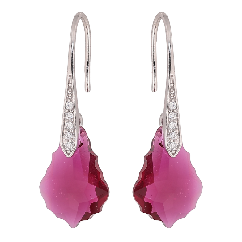 Сережки Xuping колір Родій з кристалами Swarovski французький замок "Фігурний кристал Ruby" фото №1