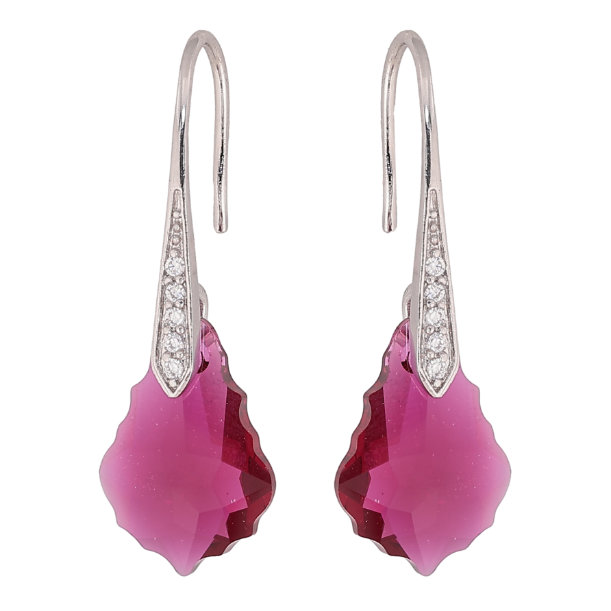 Сережки Xuping колір Родій з кристалами Swarovski французький замок "Фігурний кристал Ruby" фото №1