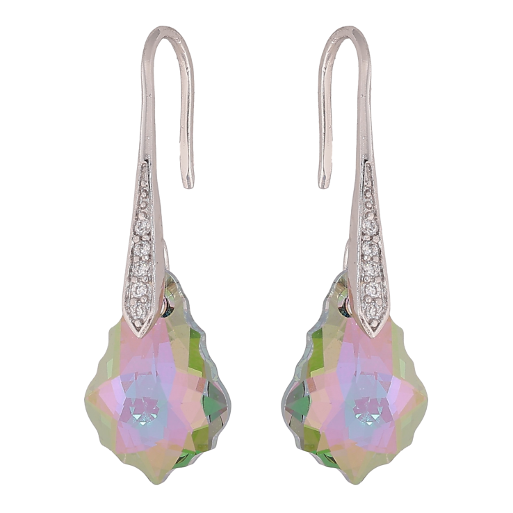 Сережки Xuping колір Родій з кристалами Swarovski французький замок "Фігурний кристал Vitrail Light" фото №6 Сережки Xuping колір Родій з кристалами Swarovski французький замок "Фігурний кристал Vitrail Light" фото №6