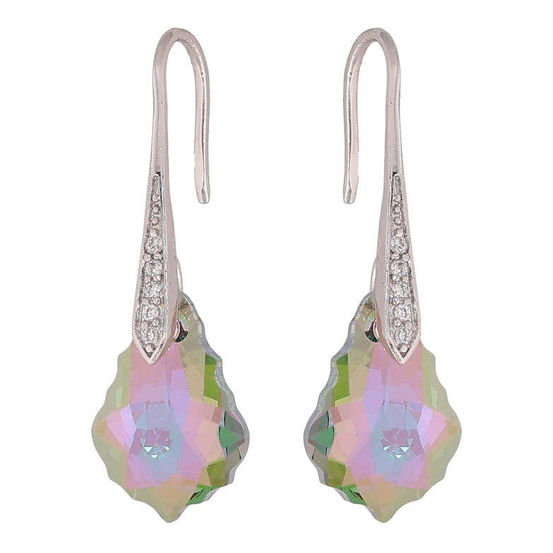 Серьги Xuping цвет Родий с кристаллами Swarovski французский замок "Фигурный кристалл Vitrail Light" фото №2