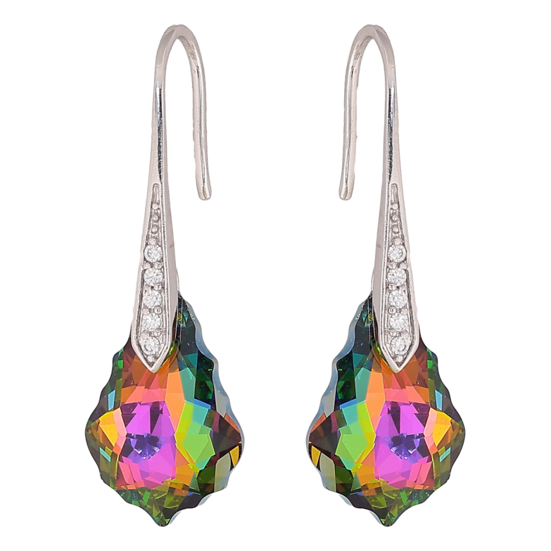 Сережки Xuping колір Родій з кристалами Swarovski французький замок "Фігурний кристал Vitrail Medium" фото №1