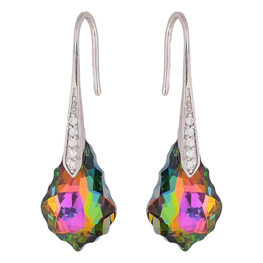 Сережки Xuping колір Родій з кристалами Swarovski французький замок "Фігурний кристал Vitrail Medium" фото №1