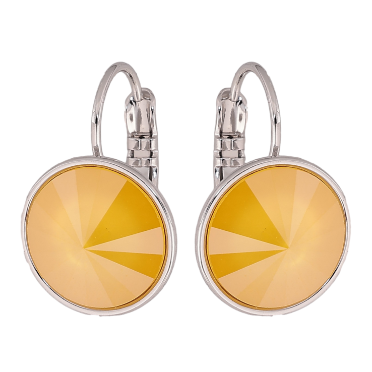 Сережки Xuping колір Родій з кристалами Swarovski французький замок "Кристал Buttercup на дужці" ø 14мм фото №15 Сережки Xuping колір Родій з кристалами Swarovski французький замок "Кристал Buttercup на дужці" ø 14мм фото №15