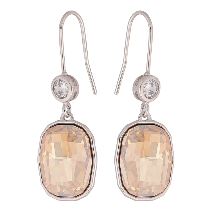 Сережки Xuping колір Родій з кристалами Swarovski французький замок "Кристал Golden Shadow" фото №5 Сережки Xuping колір Родій з кристалами Swarovski французький замок "Кристал Golden Shadow" фото №5