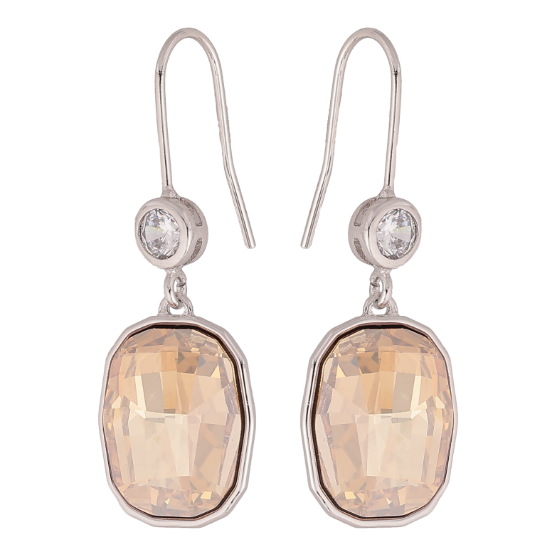 Сережки Xuping колір Родій з кристалами Swarovski французький замок "Кристал Golden Shadow" фото №1 Сережки Xuping колір Родій з кристалами Swarovski французький замок "Кристал Golden Shadow" фото №1