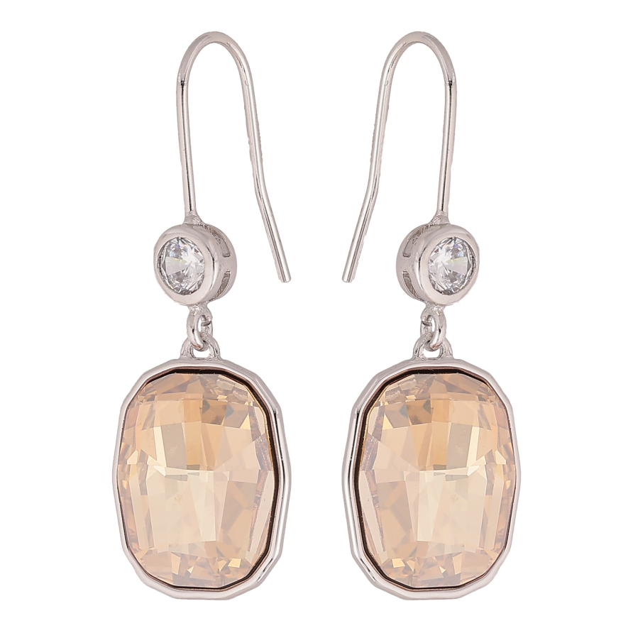 Сережки Xuping колір Родій з кристалами Swarovski французький замок "Кристал Golden Shadow" фото №1 Сережки Xuping колір Родій з кристалами Swarovski французький замок "Кристал Golden Shadow" фото №1