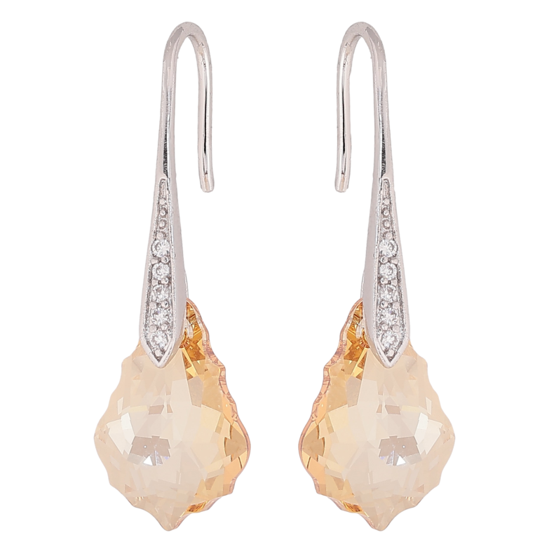 Сережки Xuping колір Родій з кристалами Swarovski французький замок "Кристал Golden Shadow" фото №1