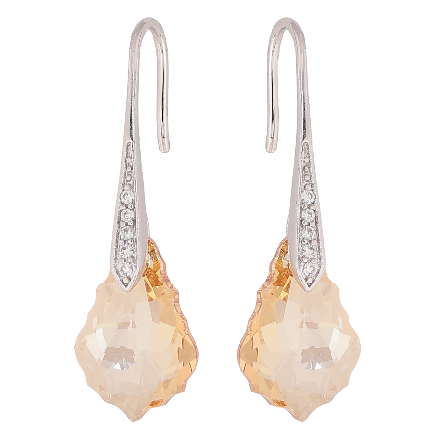 Сережки Xuping колір Родій з кристалами Swarovski французький замок "Кристал Golden Shadow" фото №1