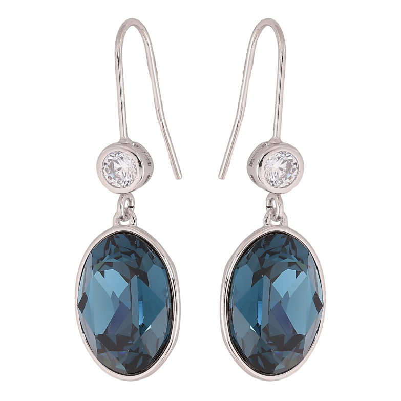 Серьги Xuping цвет Родий с кристаллами Swarovski французский замок "Кристалл Montana" фото №7