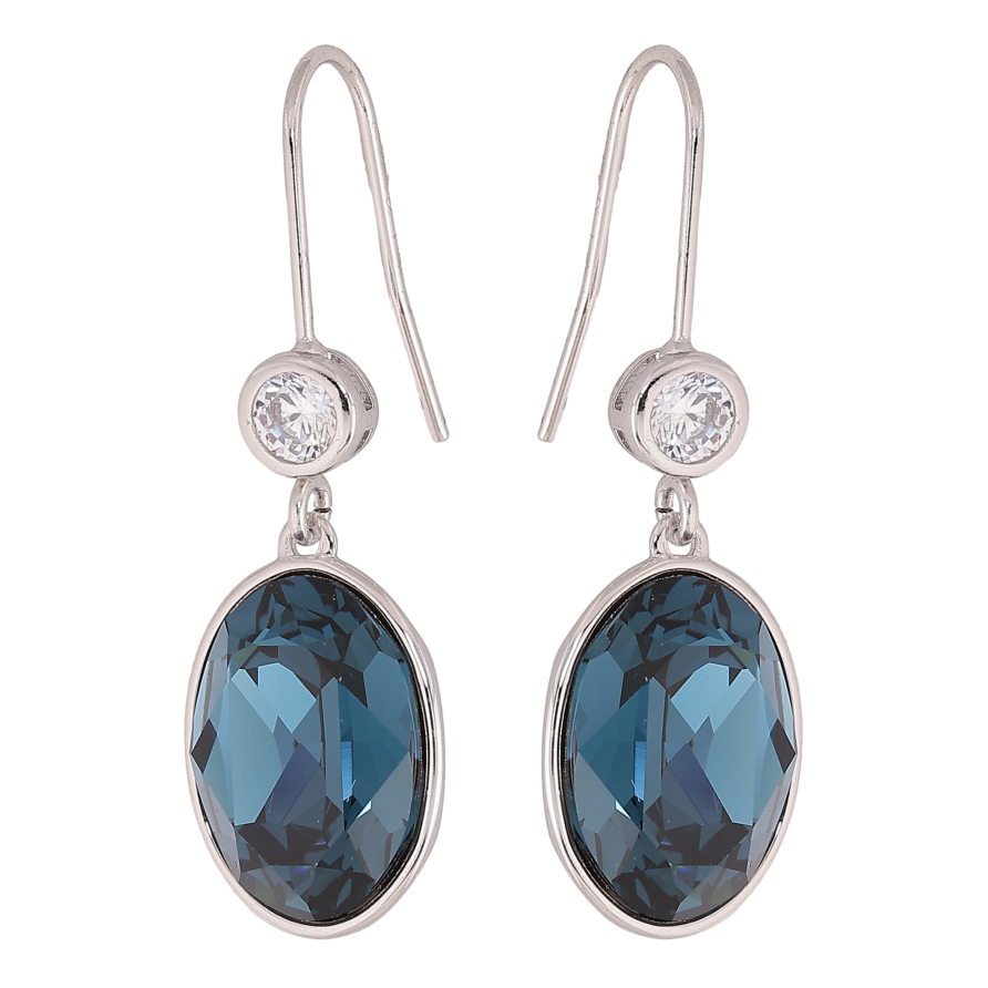 Сережки Xuping колір Родій з кристалами Swarovski французький замок "Кристал Montana" фото №1