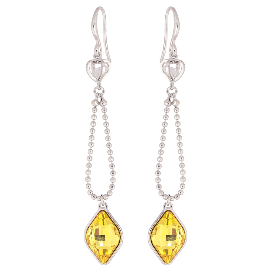 Сережки Xuping колір Родій з кристалами Swarovski французький замок "Кристал Sunflower на ланцюжку" фото №1