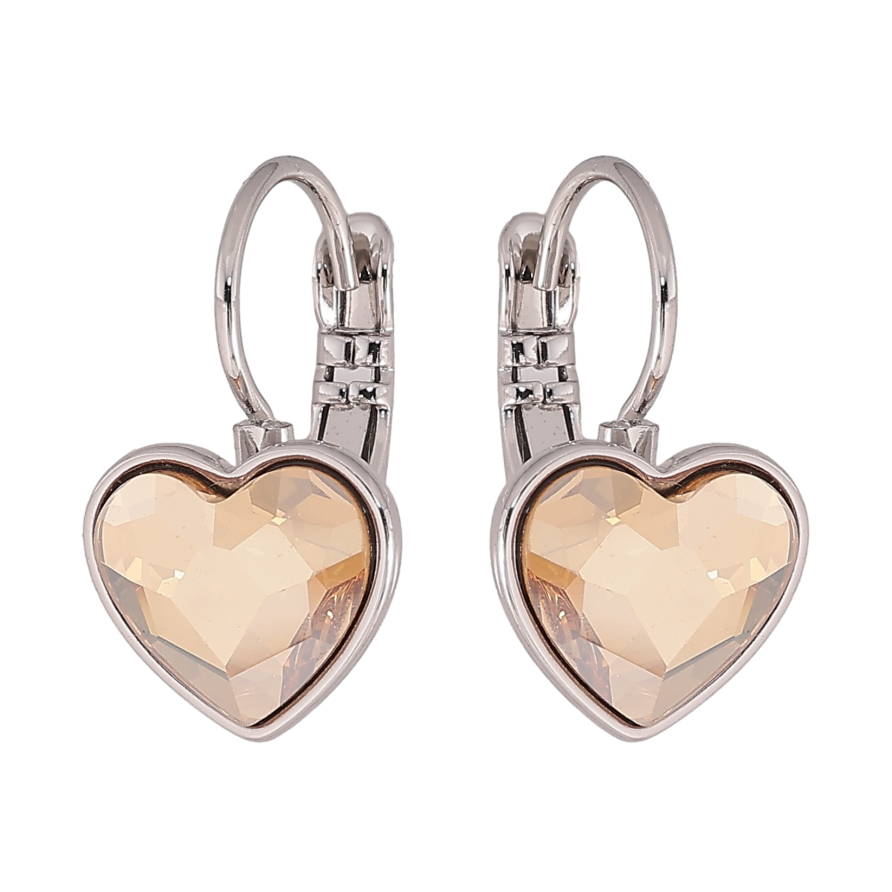 Сережки Xuping колір Родій з кристалами Swarovski французький замок "Кристальне серце Golden Shadow на дужці" фото №1
